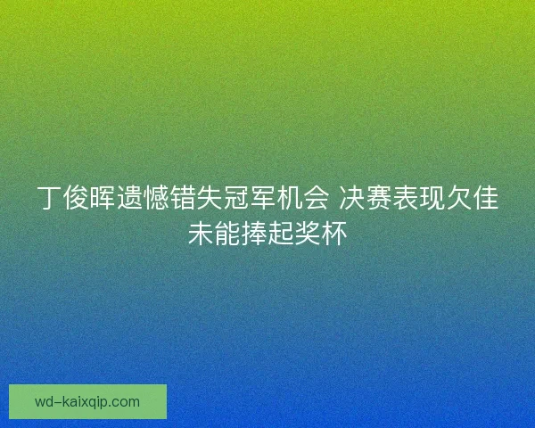 丁俊晖遗憾错失冠军机会 决赛表现欠佳未能捧起奖杯