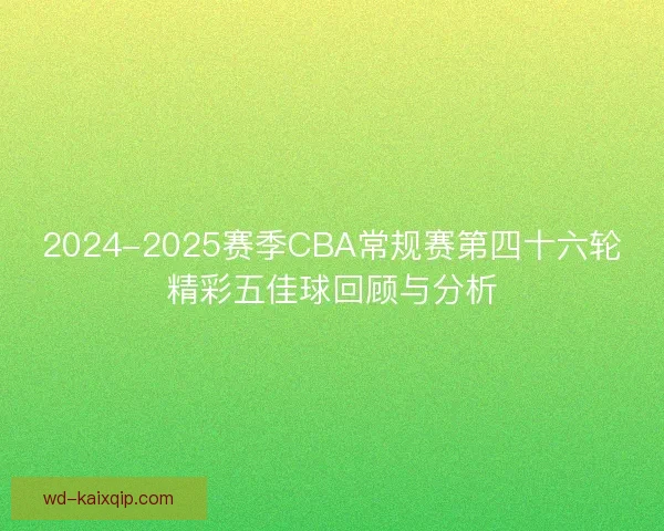 2024-2025赛季CBA常规赛第四十六轮精彩五佳球回顾与分析